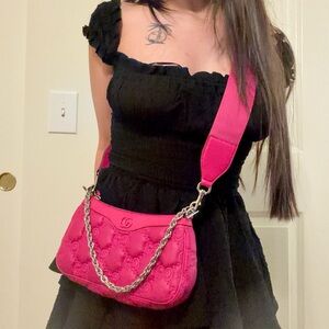 Authentic Gucci Matelasse Nylon and Leather Pink Crossbody Bag